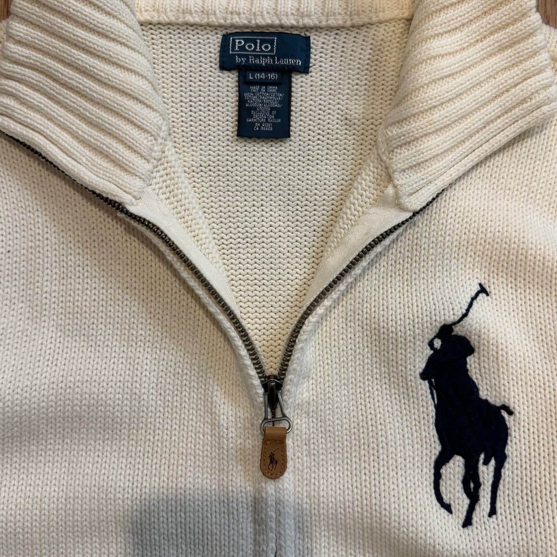 폴로 랄프로렌 빅포니 아이보리 코튼 집업 상품이미지2