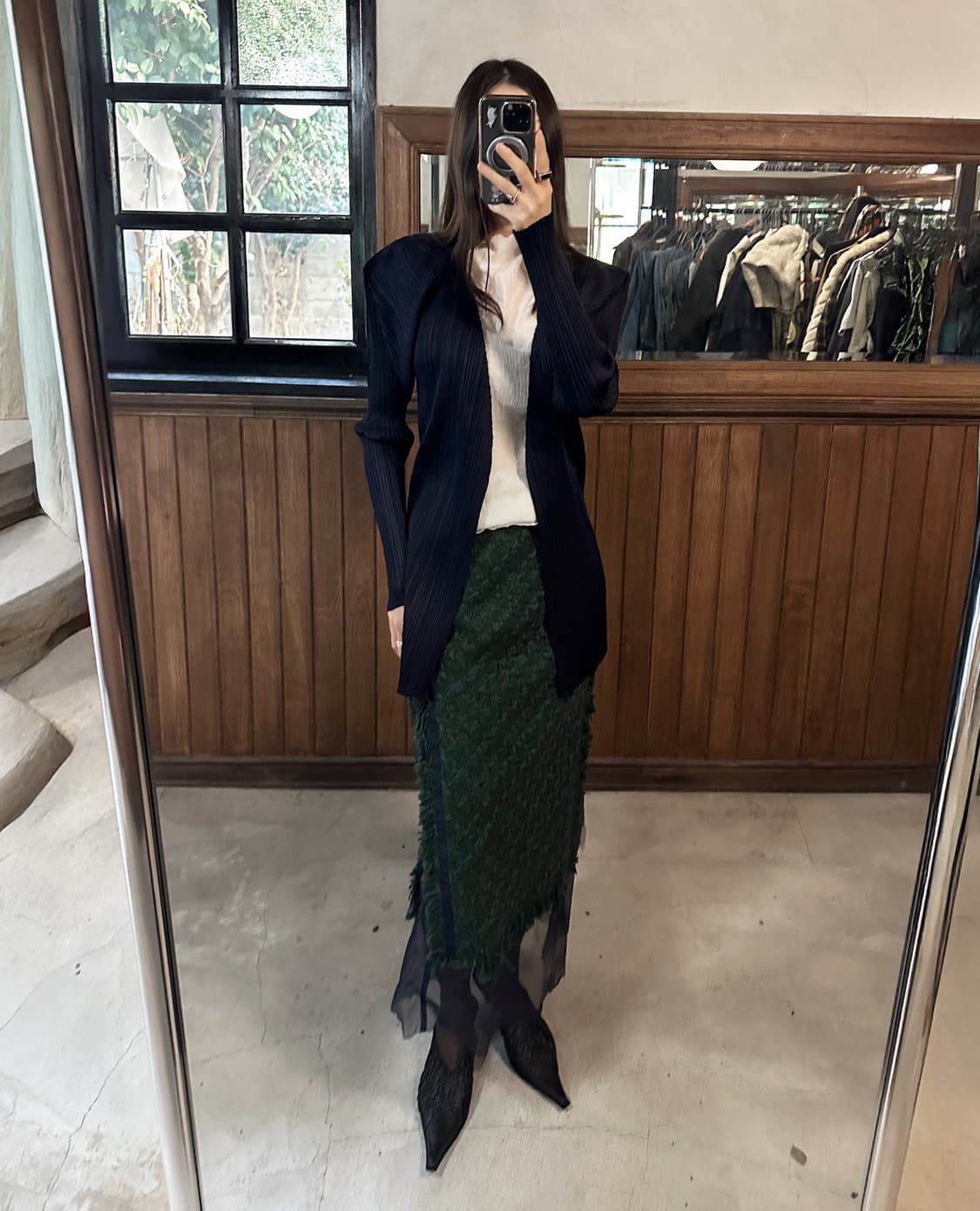 PLEATS PLEASE navy cardigan 상품이미지2