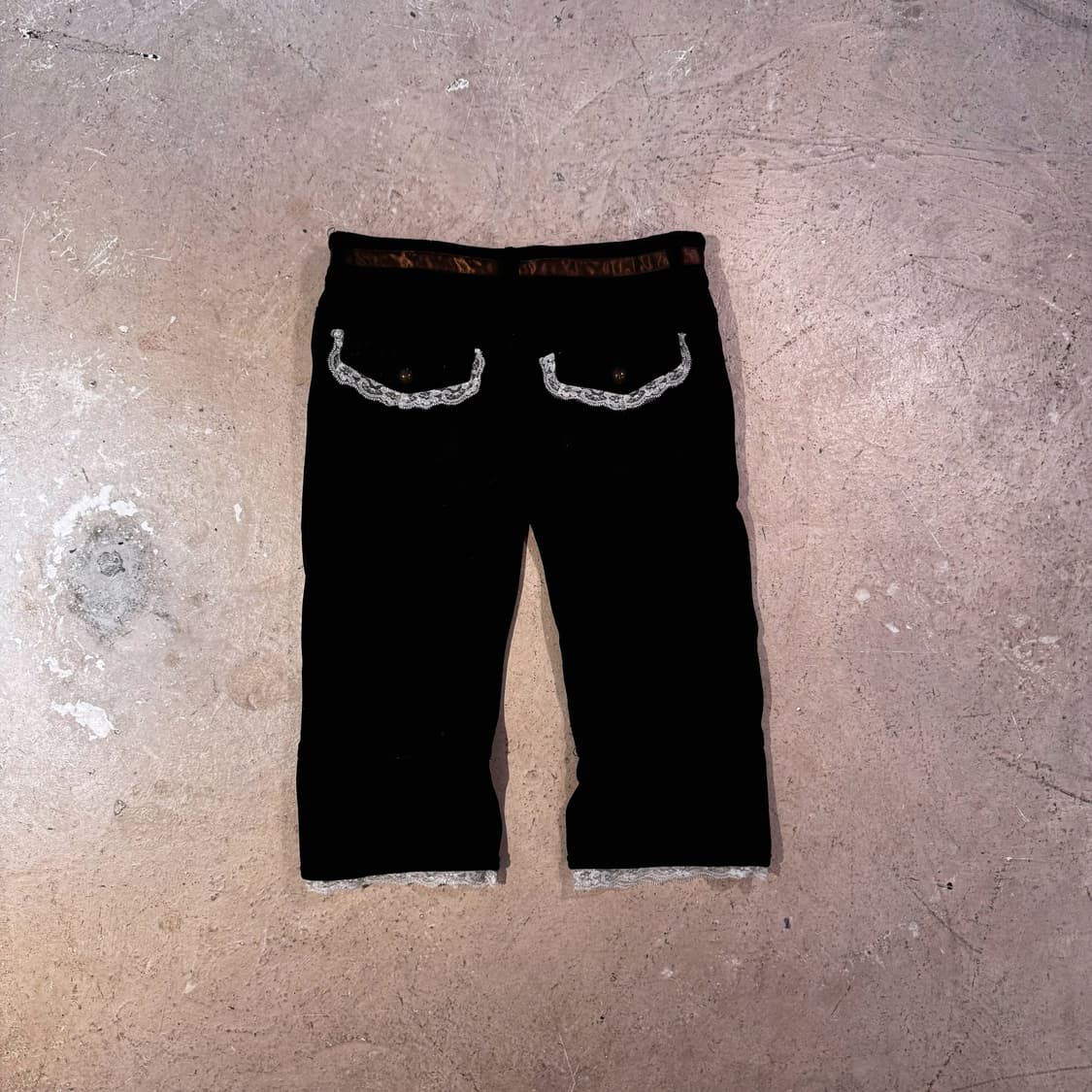 브라운 벨벳 레이스 7부 팬츠 상품이미지3