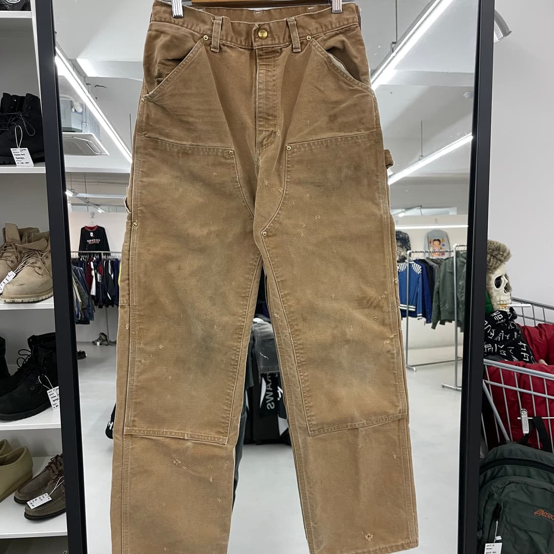칼하트 OG 더블니 카펜터 덕캔버스 워크팬츠 브라운 상품이미지2