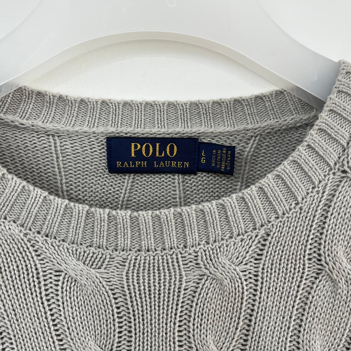 폴로 랄프로렌 버건디 포니 그레이 케이블 니트 스웨터 상품이미지5