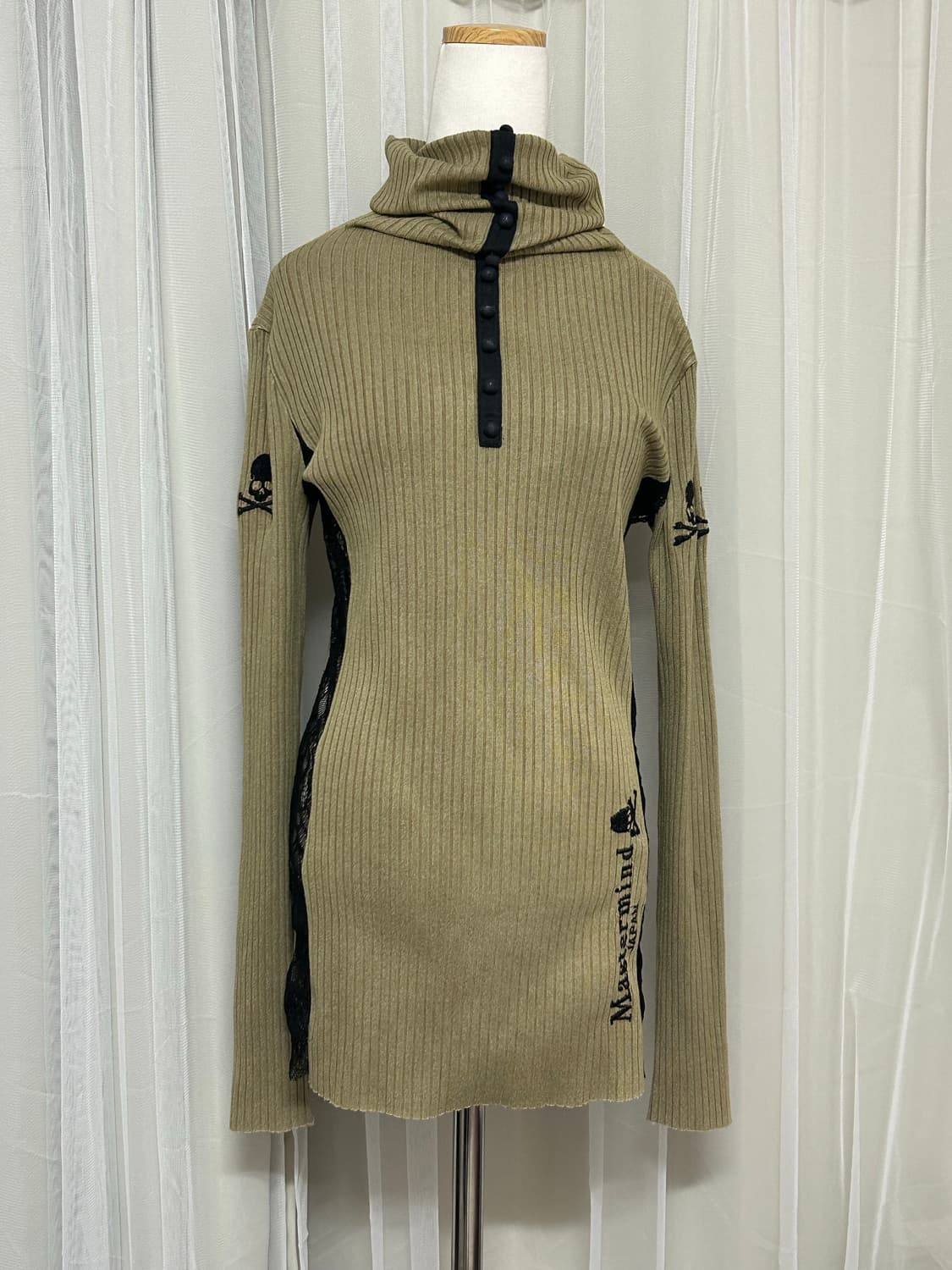 아카이브 카키 망사 하이넥 롱슬리브 펑크 상품이미지2