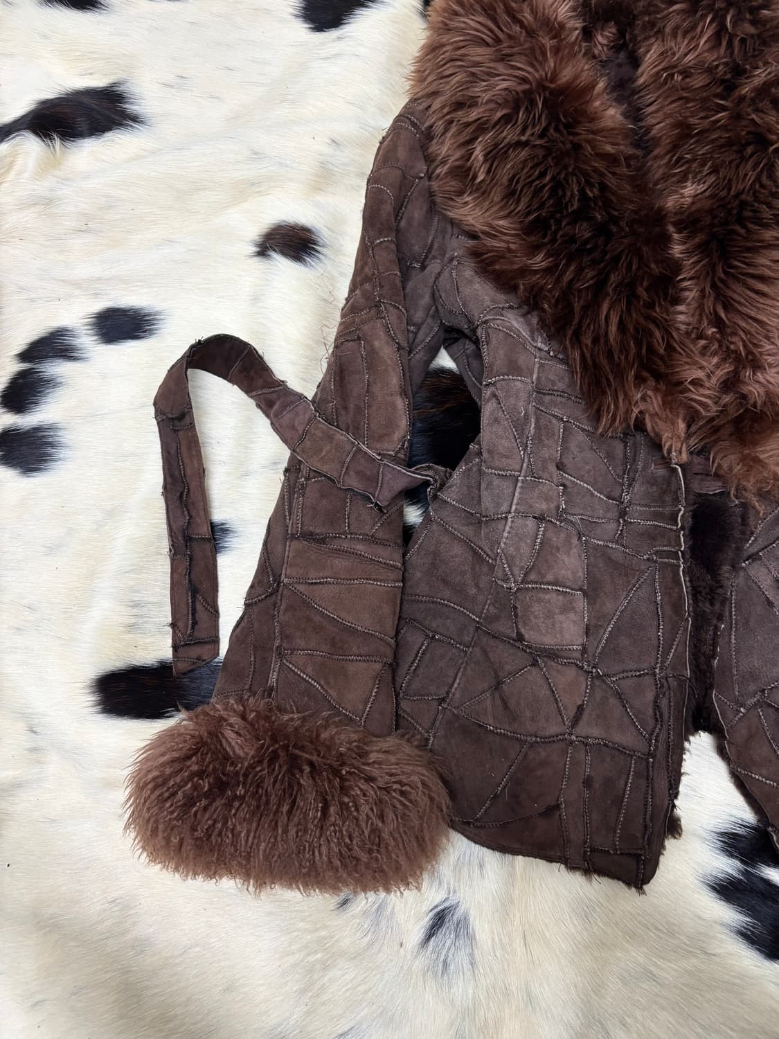 2000s Y2K Brown Fur Trimming Rough Leath 상품이미지2