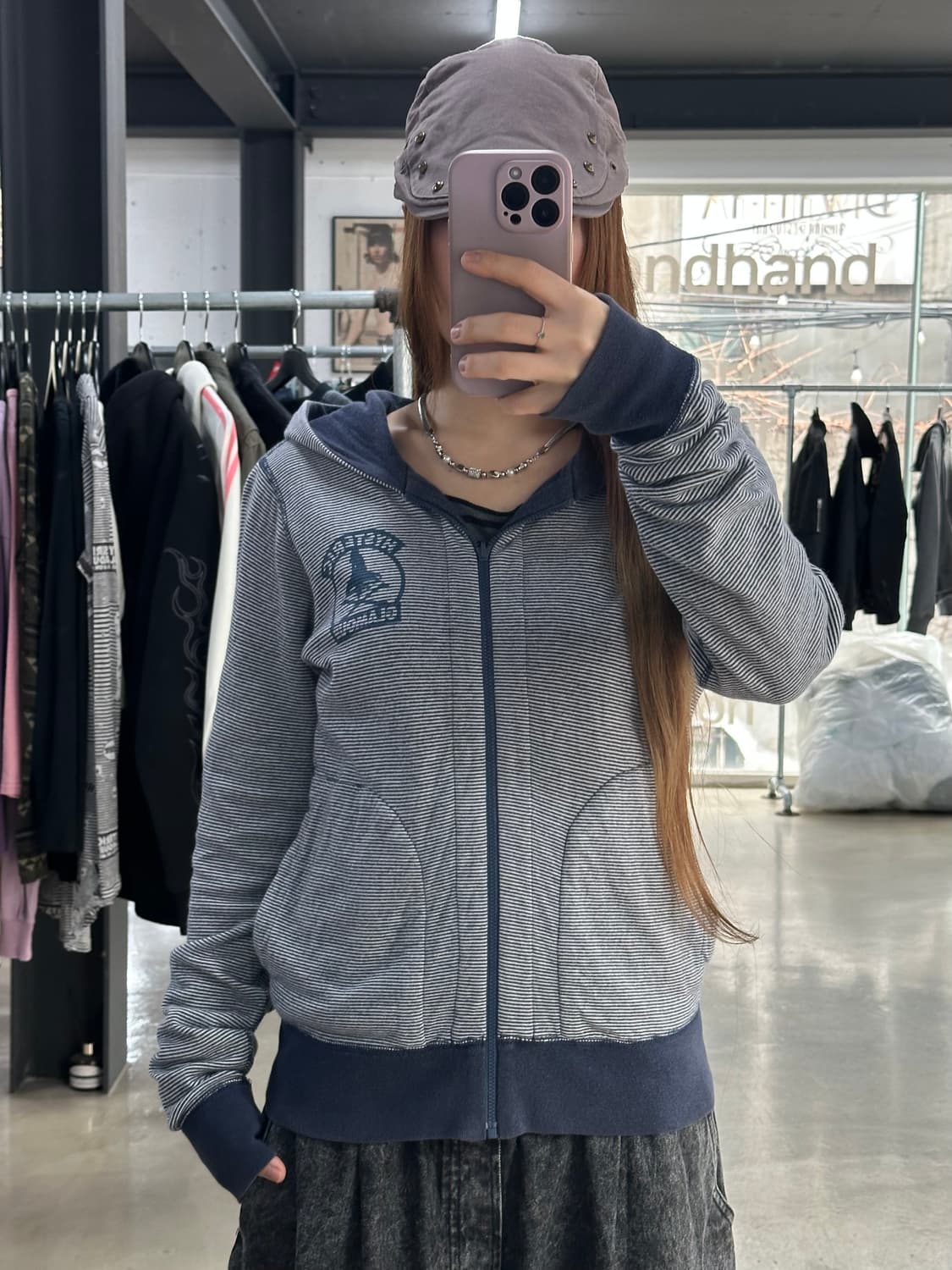 히스테릭글래머 히스걸 리버시블 스트라이프 후드집업 상품이미지4