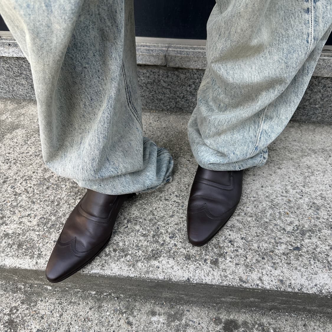 00s 빈티지 구찌 가죽 포이트 토 로퍼 상품이미지6