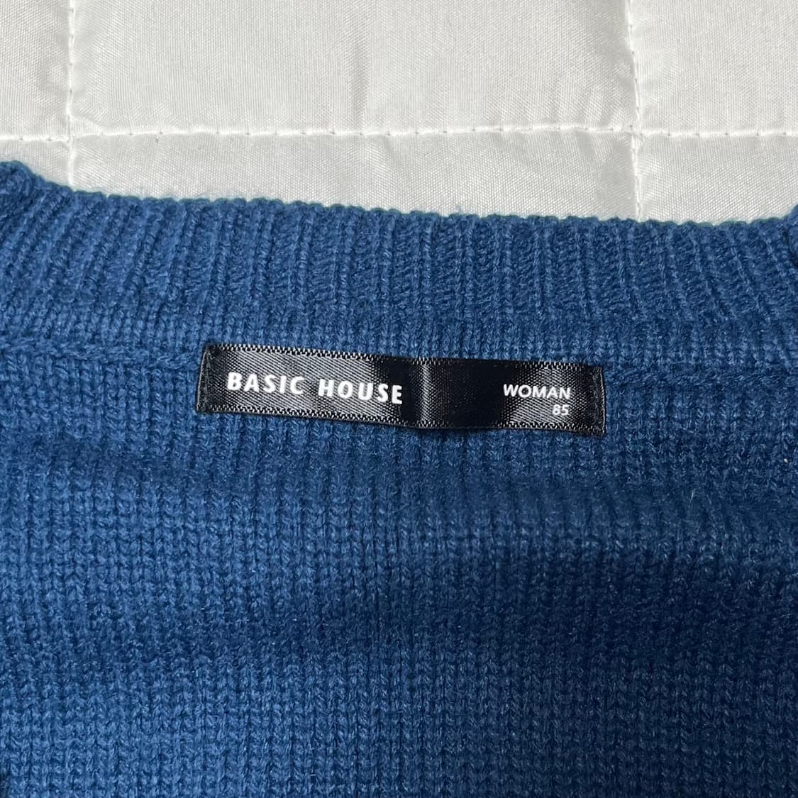 베이직 하우스 빈티지 블루 케이블 꽈배기 패치 가디건 상품이미지2