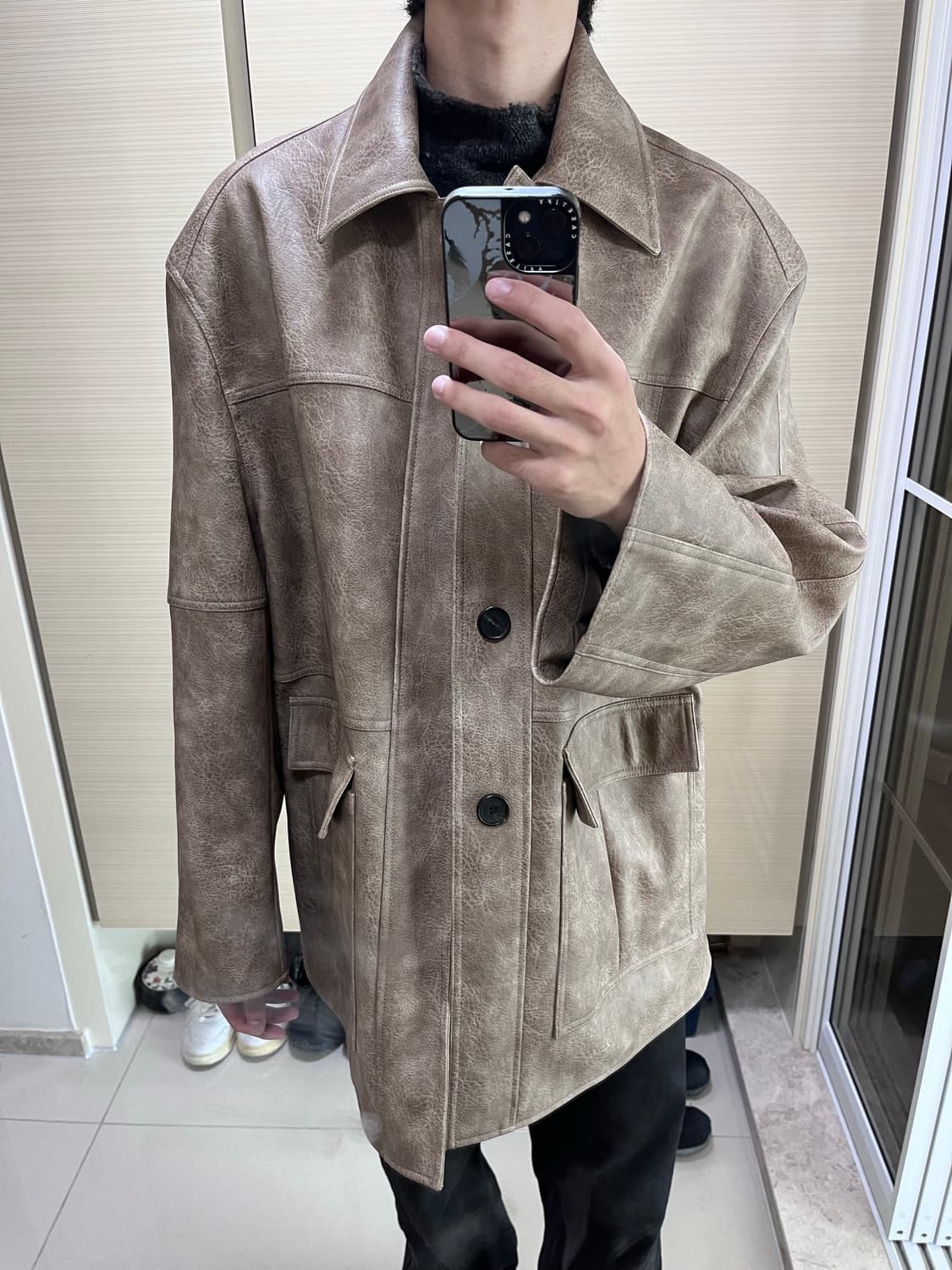 [m] yiyae 샘플 소가죽 코트 상품이미지4