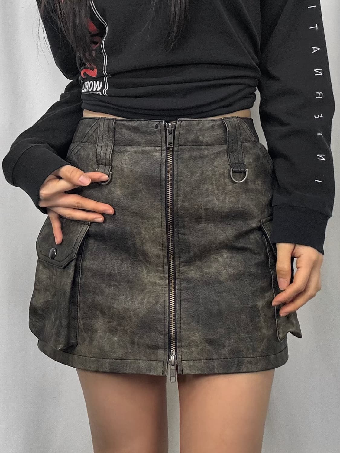 에스이오 레더 미니 스커트 상품이미지2