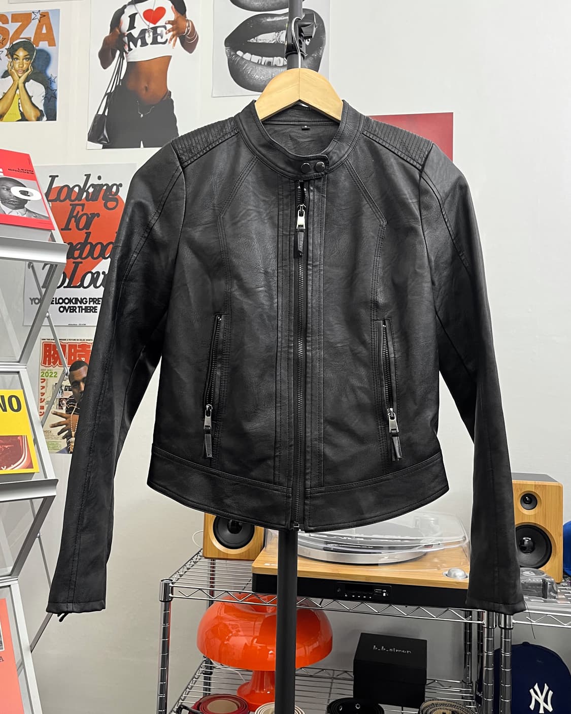 올드 빈티지 블랙 레더 바이커 자켓 상품이미지5