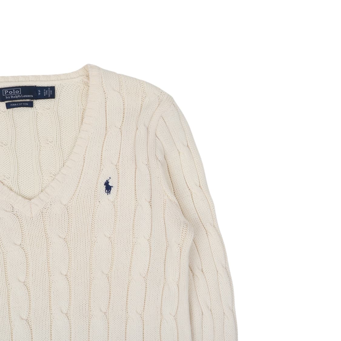 폴로 랄프로렌 아이보리 브이넥 케이블 니트 상품이미지4
