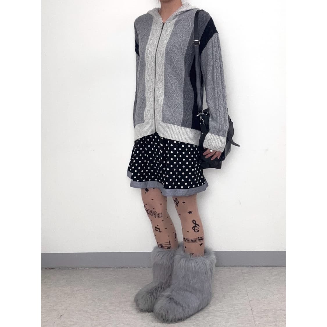 빈티지 그레이 니트 후드집업 상품이미지2