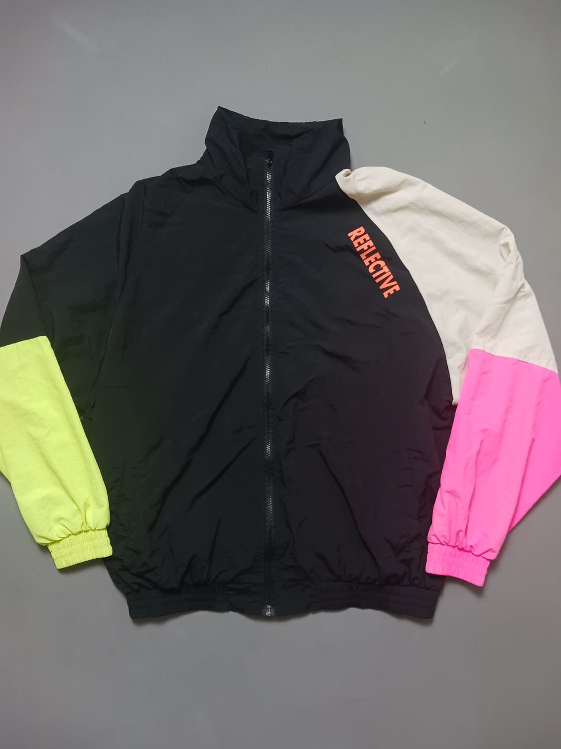 [프리] 샤인 형광컬러블록 리플렉티브 경량 바람막이 자켓 상품이미지1