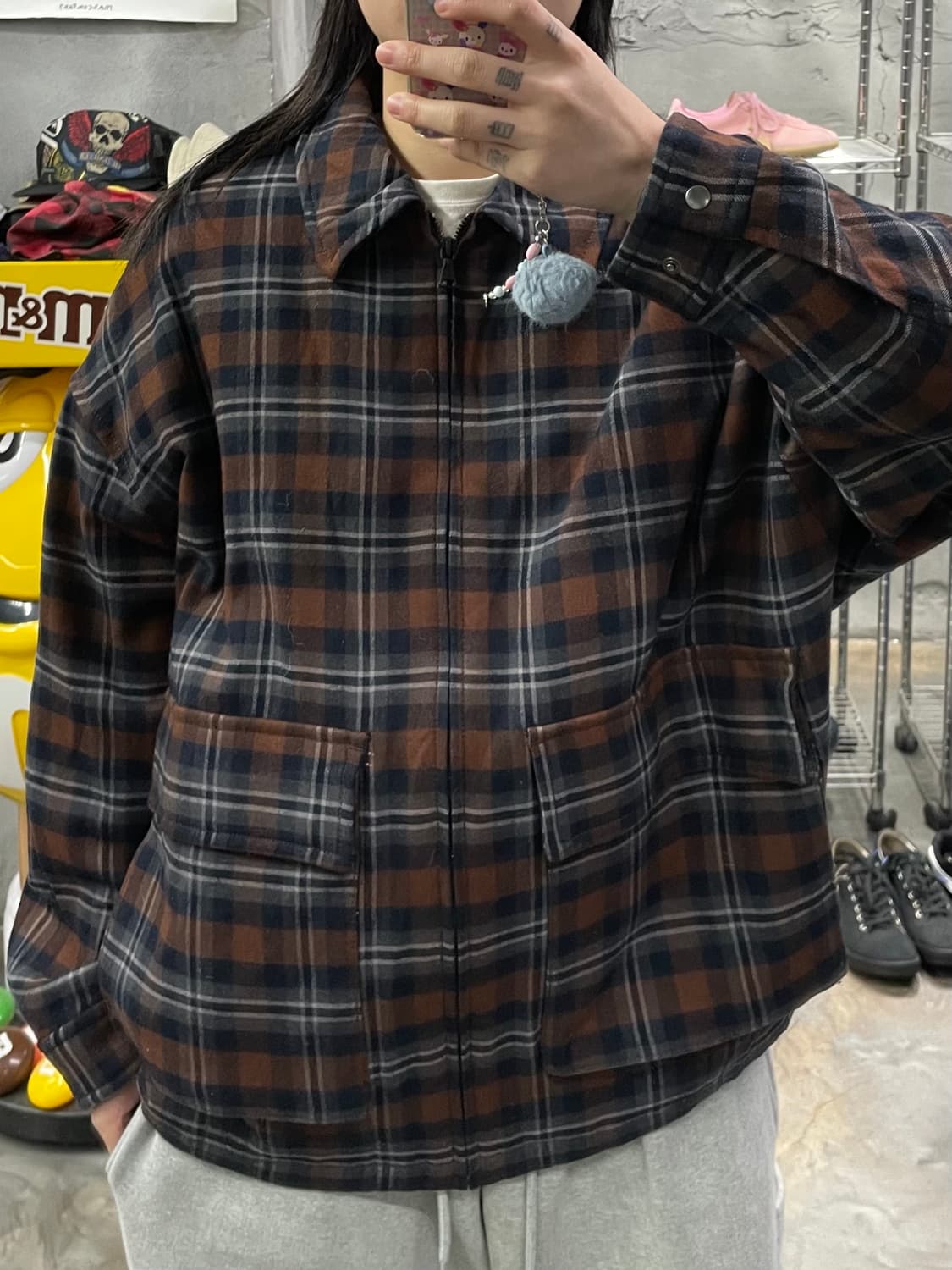 HARE 체크 울 블루종 자켓 상품이미지9