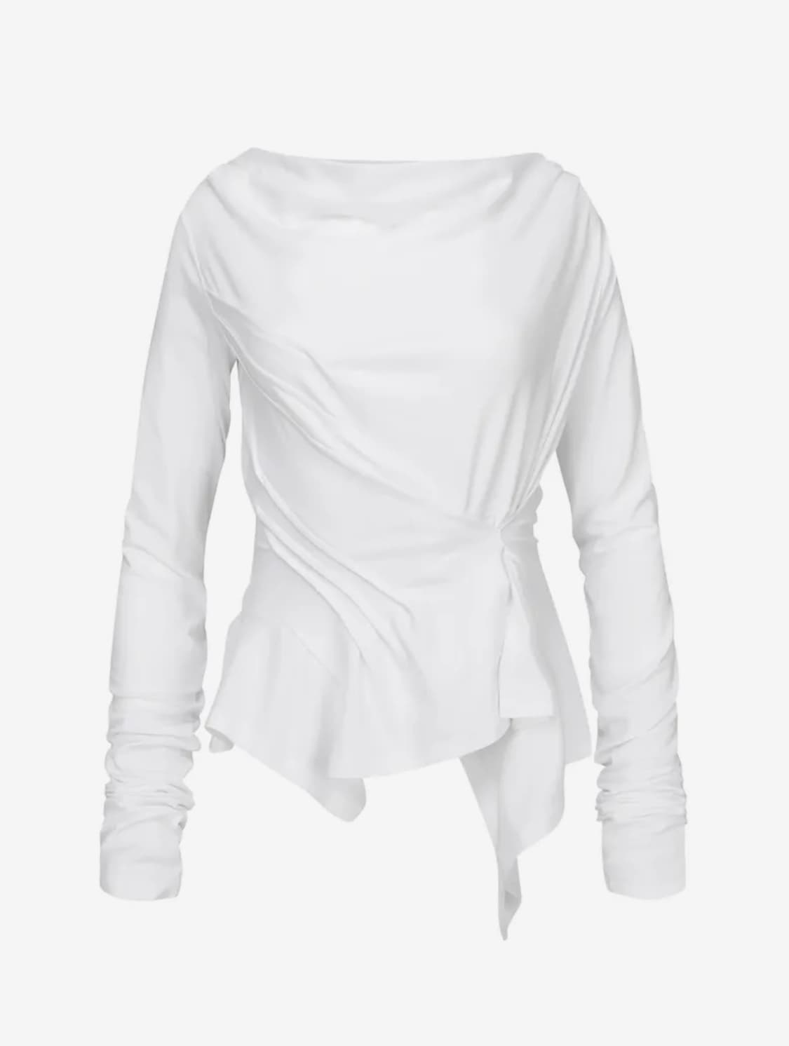 INCLINE DRAPING LONG SLEEVE IVORY 상품이미지2