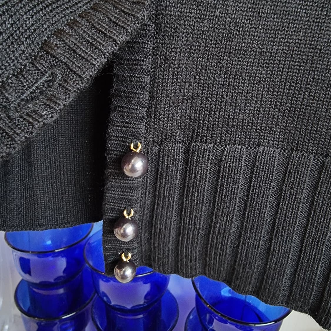 Jesus Diamante(지저스 디아망테) 빈티지 리본 진주버튼가디건 상품이미지2