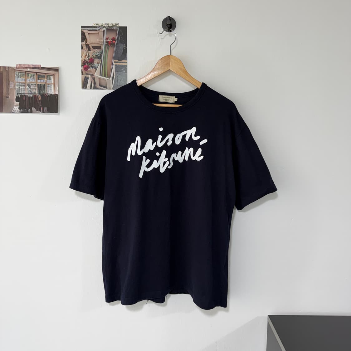 [L] 메종키츠네 핸드라이팅 반팔티 네이비 상품이미지2