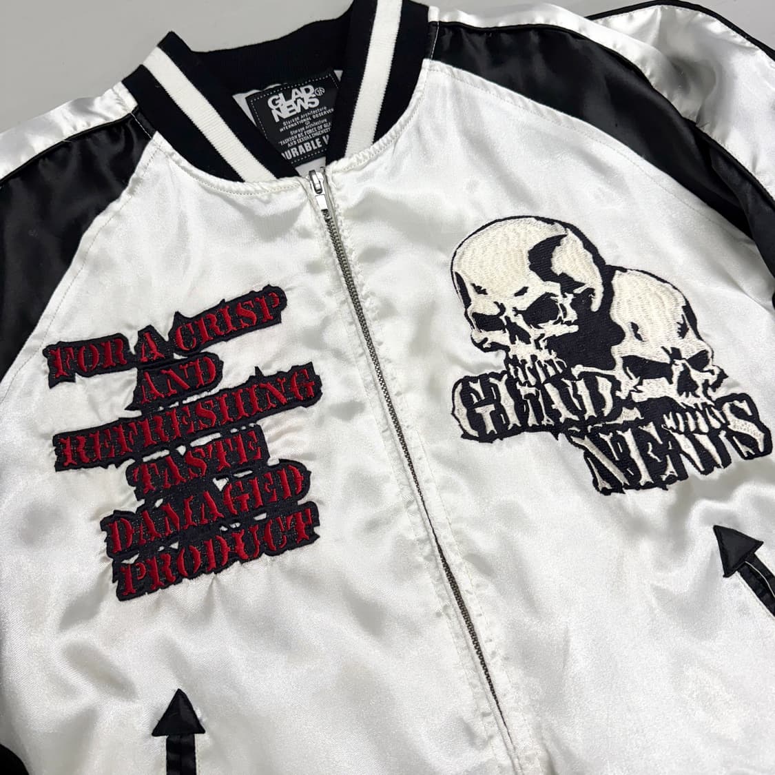 글래드뉴스 제팬 스컬 해골 자수 락 펑크 오리엔탈 스카쟌 상품이미지4