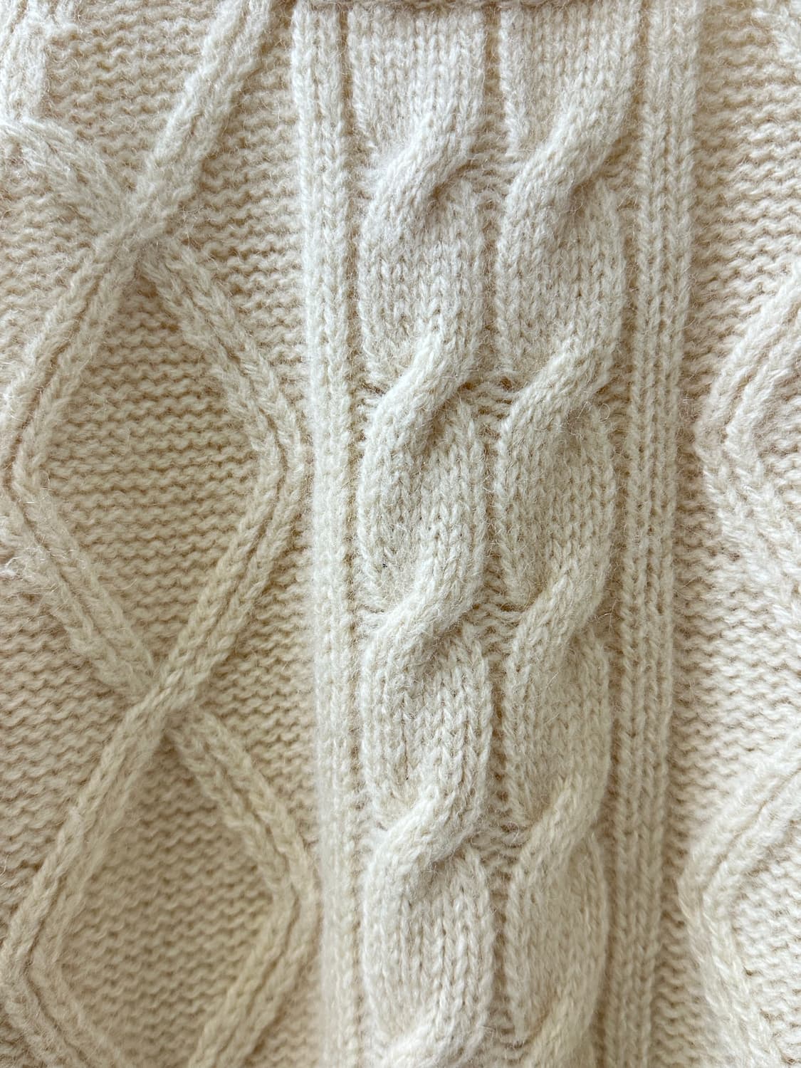 뉴 울 100% 아이보리 피셔맨 아란 케이블 니트 스웨터 상품이미지3