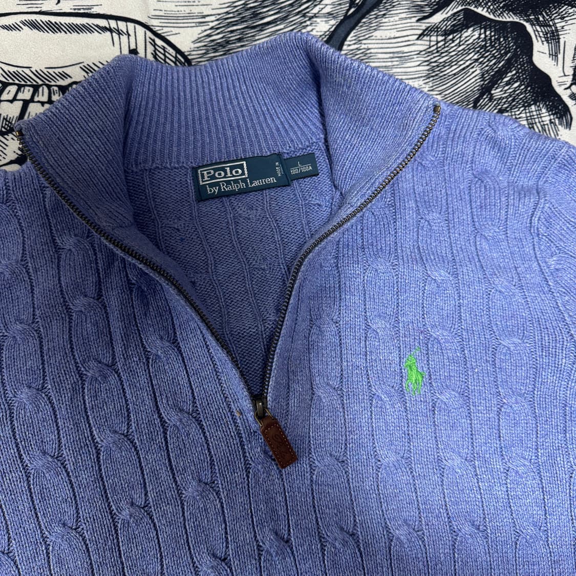 폴로 케이블 반집업니트 L사이즈 상품이미지3
