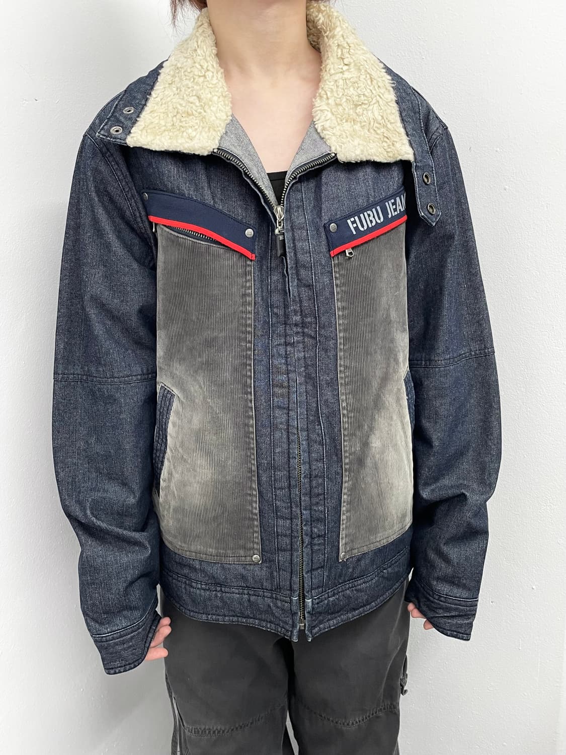 푸부 데님 믹스 보아 워크자켓 상품이미지4