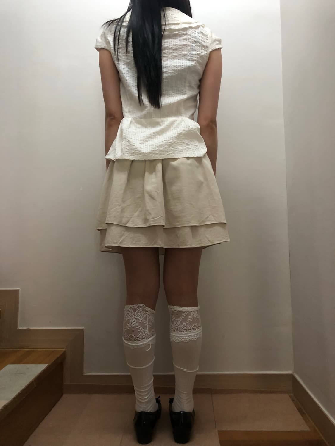 빈티지 베이지 프릴 미니 스커트 상품이미지9