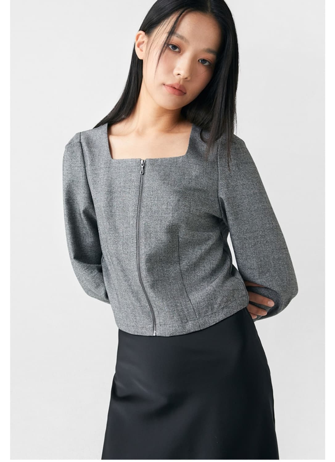 (새상품) 미쏘 스퀘어넥 집업블라우스 블랙 L사이즈 상품이미지7