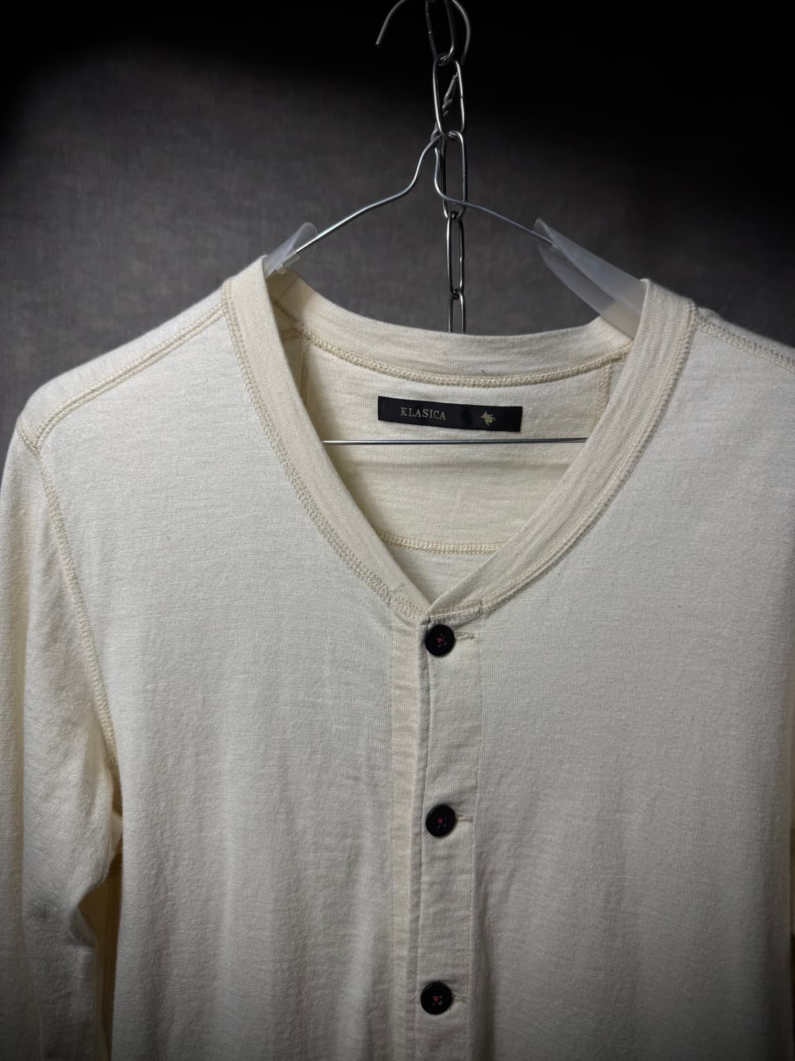 KLASICA Long Tunic Henley Neck Sleeve  상품이미지5