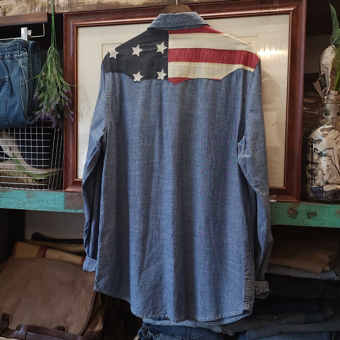 폴로 데님앤서플라이 성조기 샴브레이 워크셔츠 L 상품이미지4