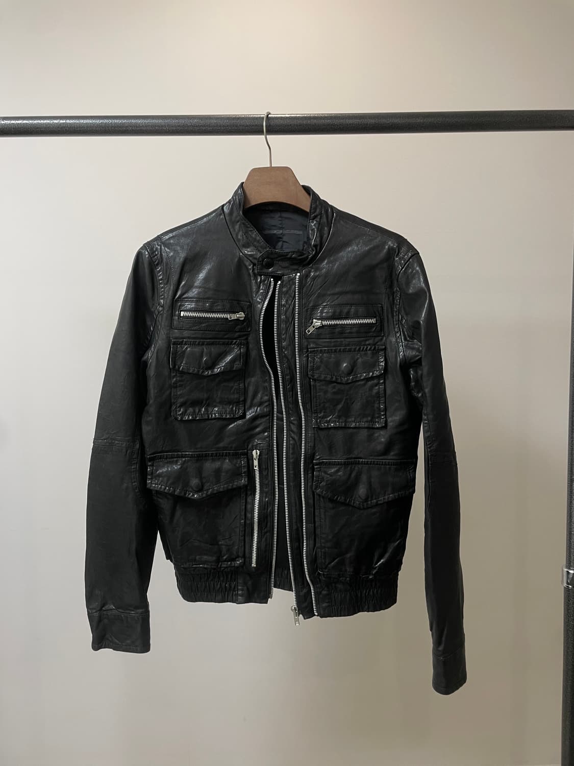 (100) 양가죽 봄버 블루종 레더 자켓 상품이미지2