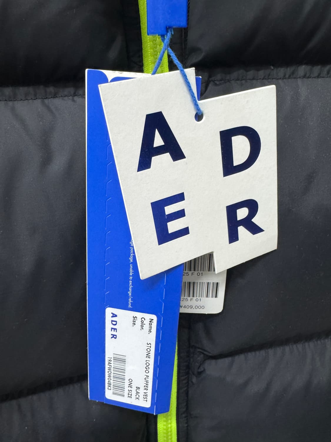 아더에러 스톤 로고 푸퍼 베스트 블랙 원사이즈(새상품) 상품이미지3