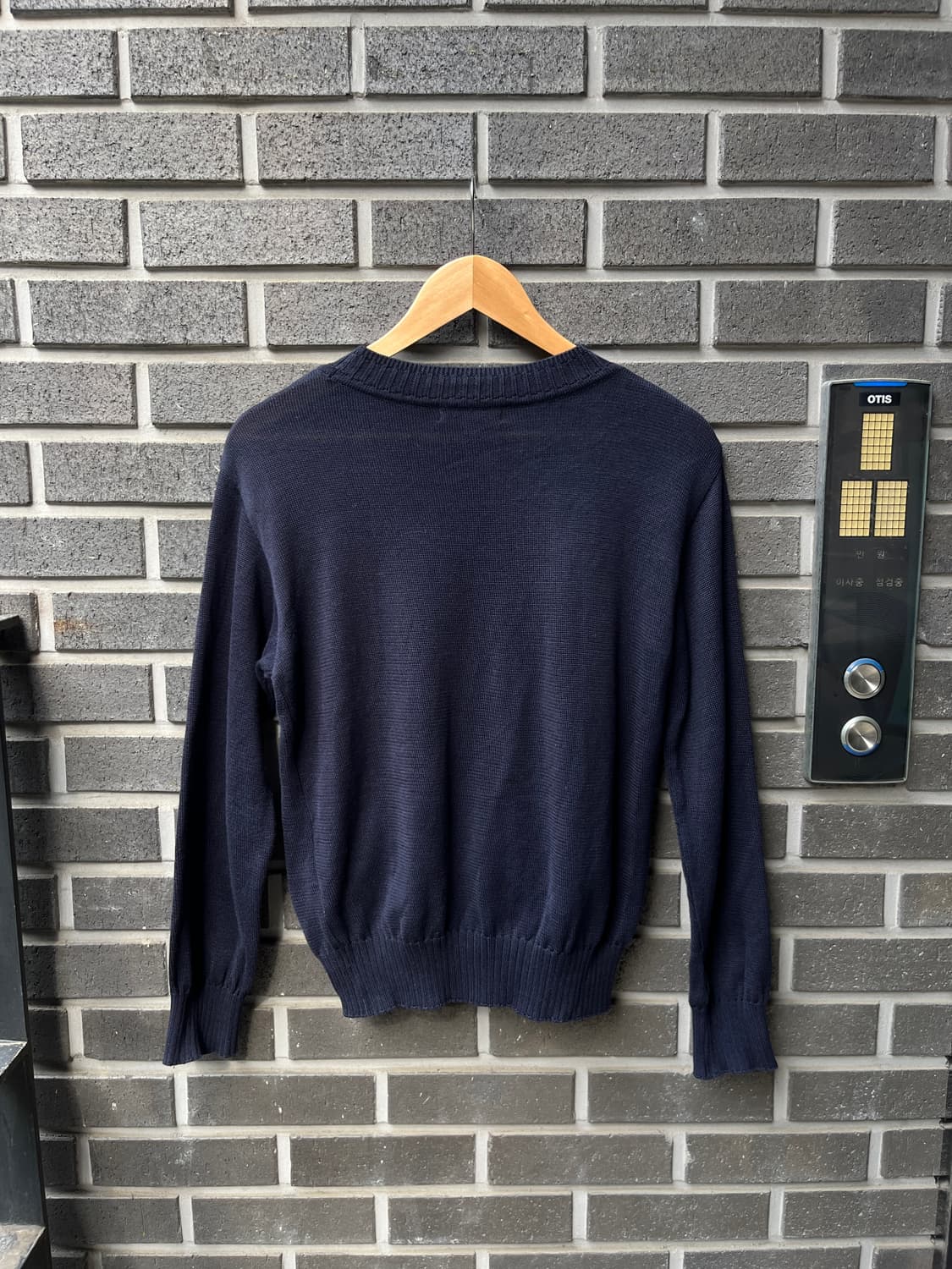 90s Courreges 꾸레쥬 플로럴 롱슬리브 니트 네이비 상품이미지9