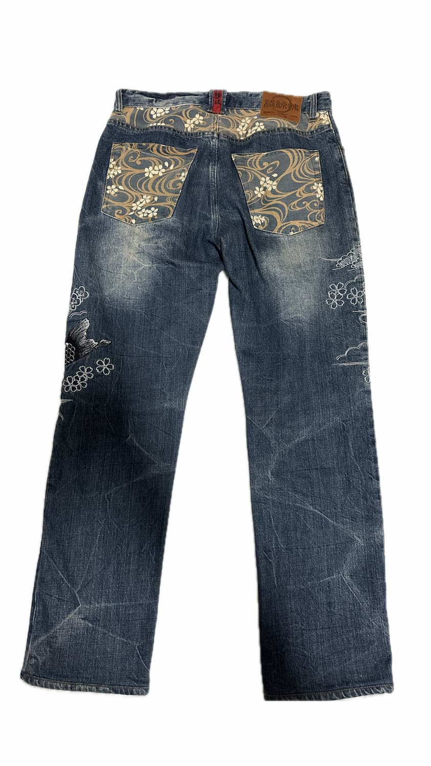 카라쿠리 타마시 - 잉어 자수 데님 진 상품이미지2