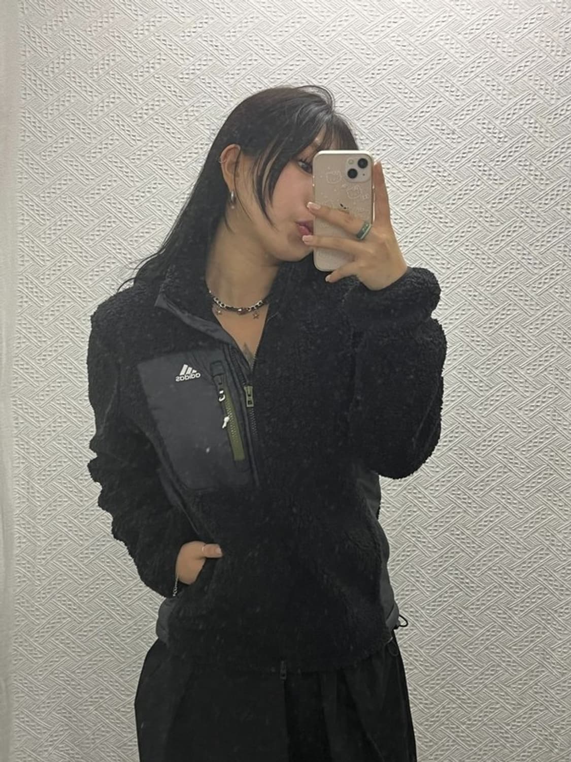 아디다스 카키 포켓 뽀글이 양털 후리스 자켓 M C06525 상품이미지2