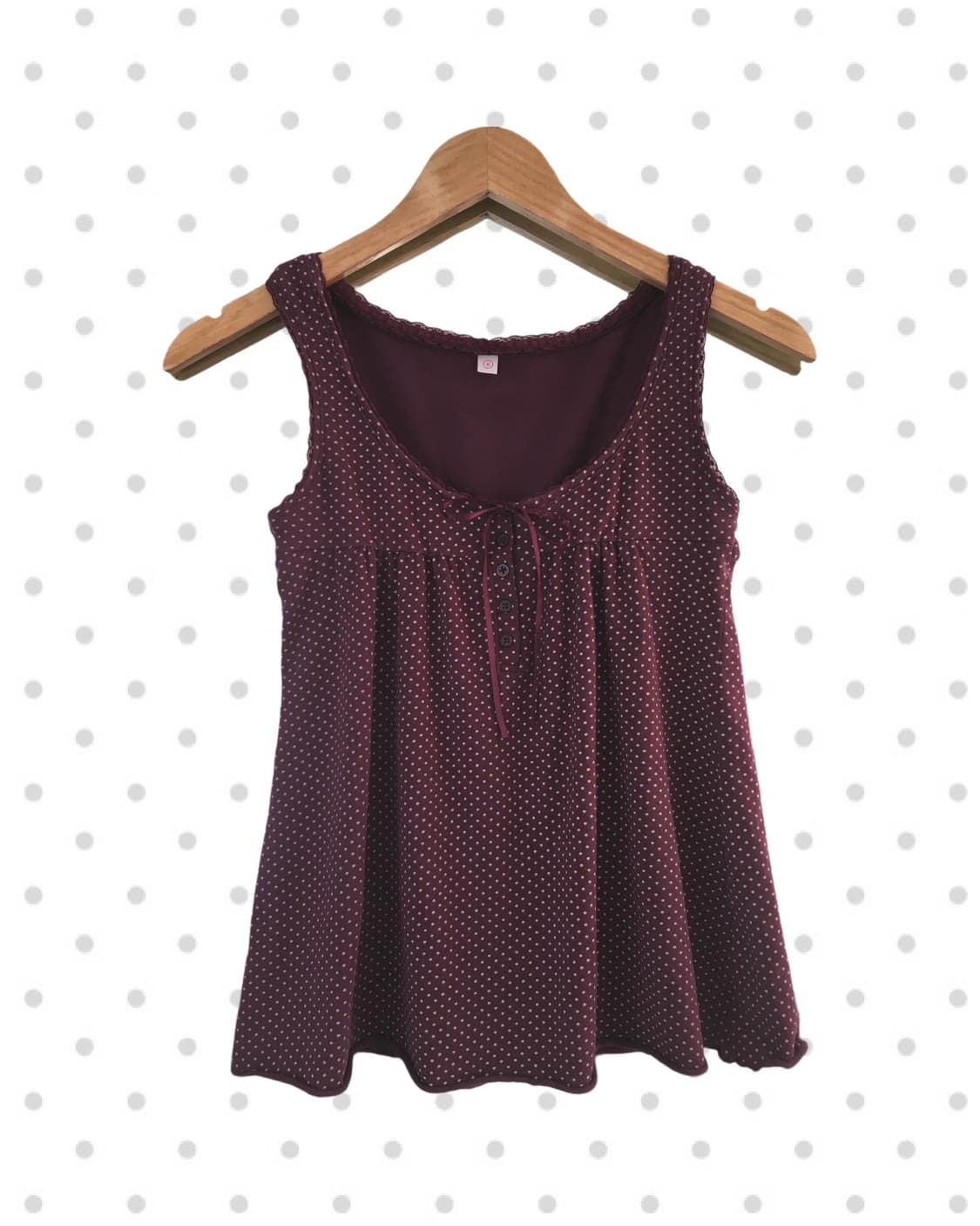 vintage dot ribbon sleeveless wine 상품이미지5