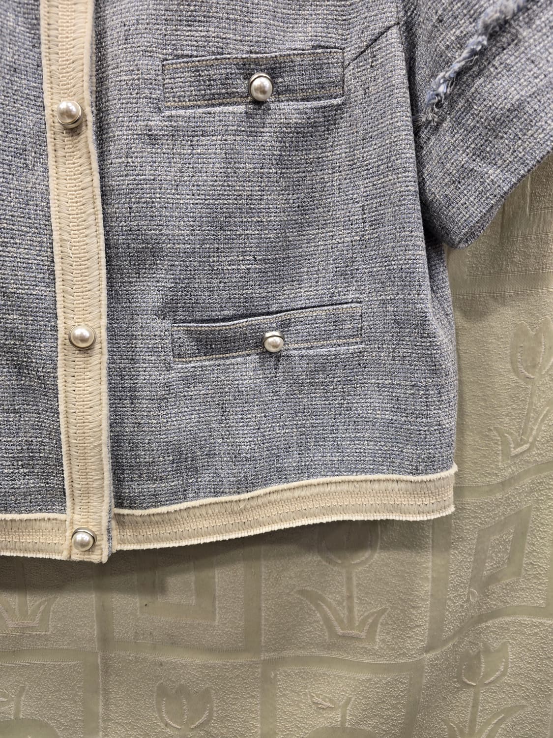 프론트로우 트위드 크롭 자켓 라이트 블루 44~55 상품이미지4