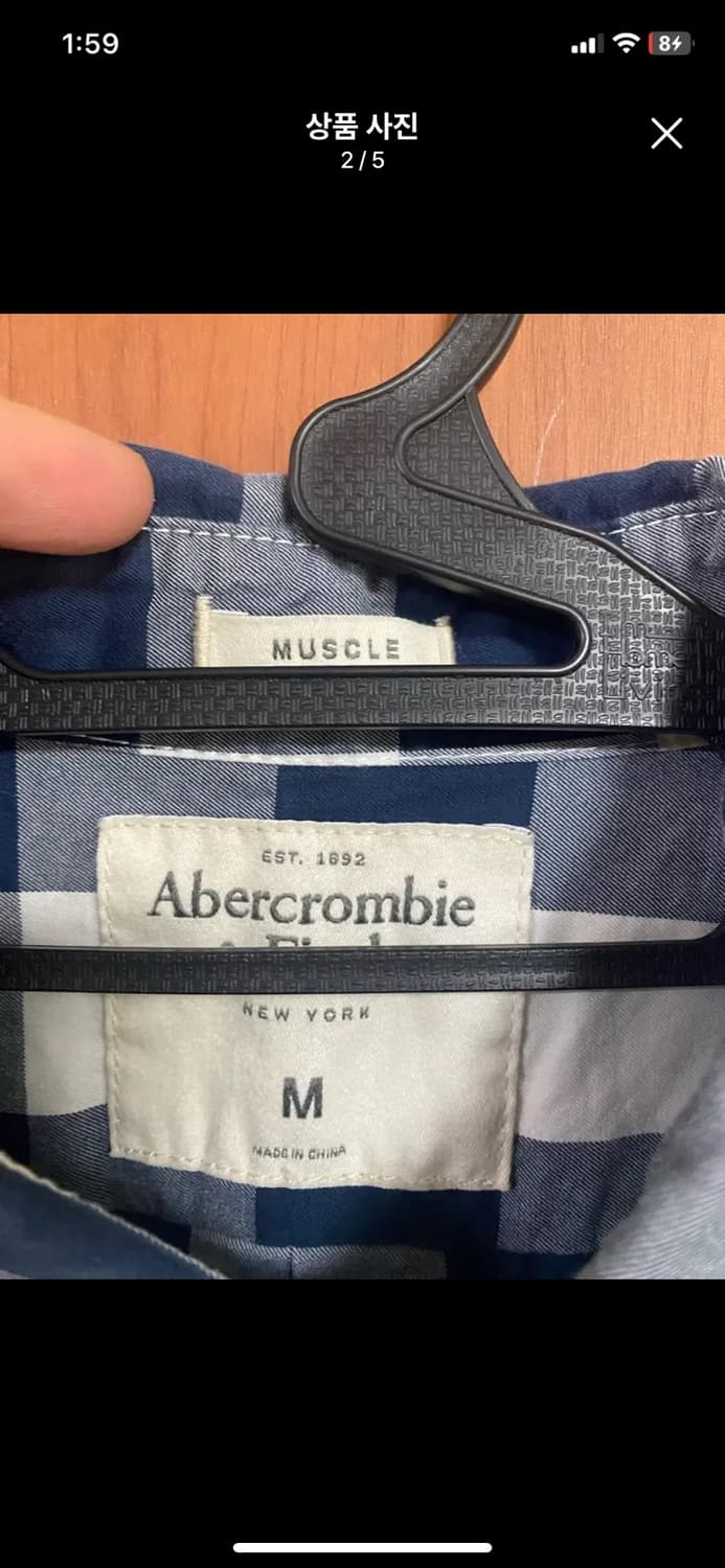[ABERCROMBIE] 아베크롬비 네이비 체크 셔츠 M사이즈 상품이미지2