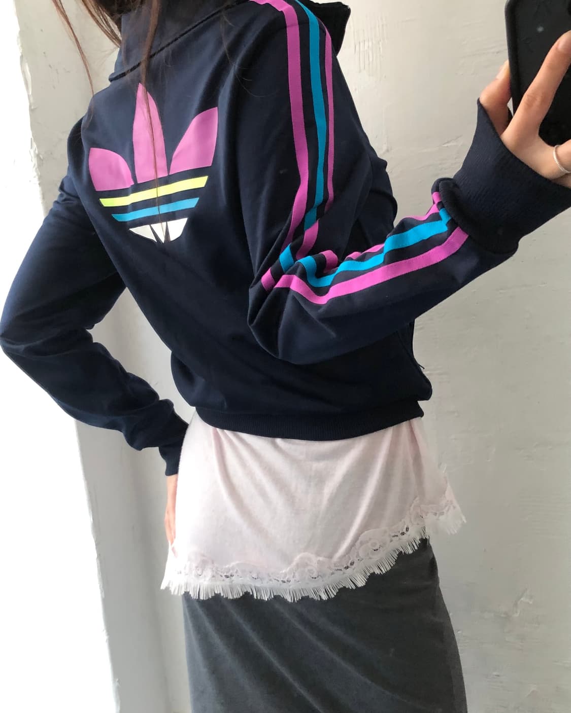 Adidas 아디다스 네이비컬러 파이어버드 멀티컬러 우먼라인 트랙탑 상품이미지1