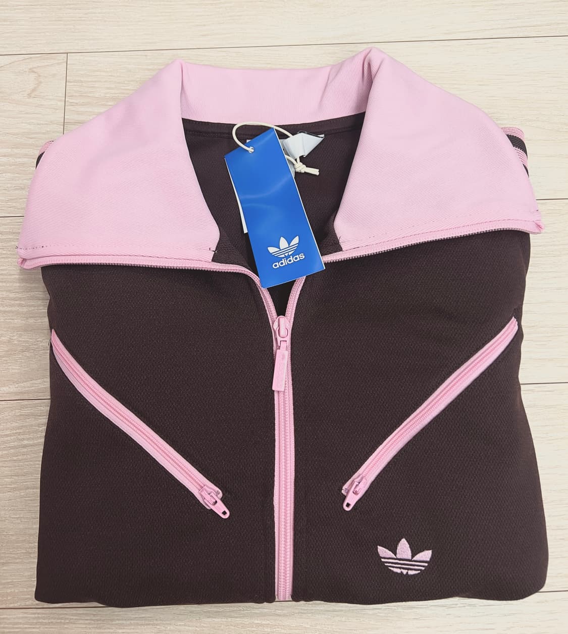 (L/새상품)아디다스 트랙탑 오리지널스 크롭 져지 트랙자켓 브라운 핑크 상품이미지3