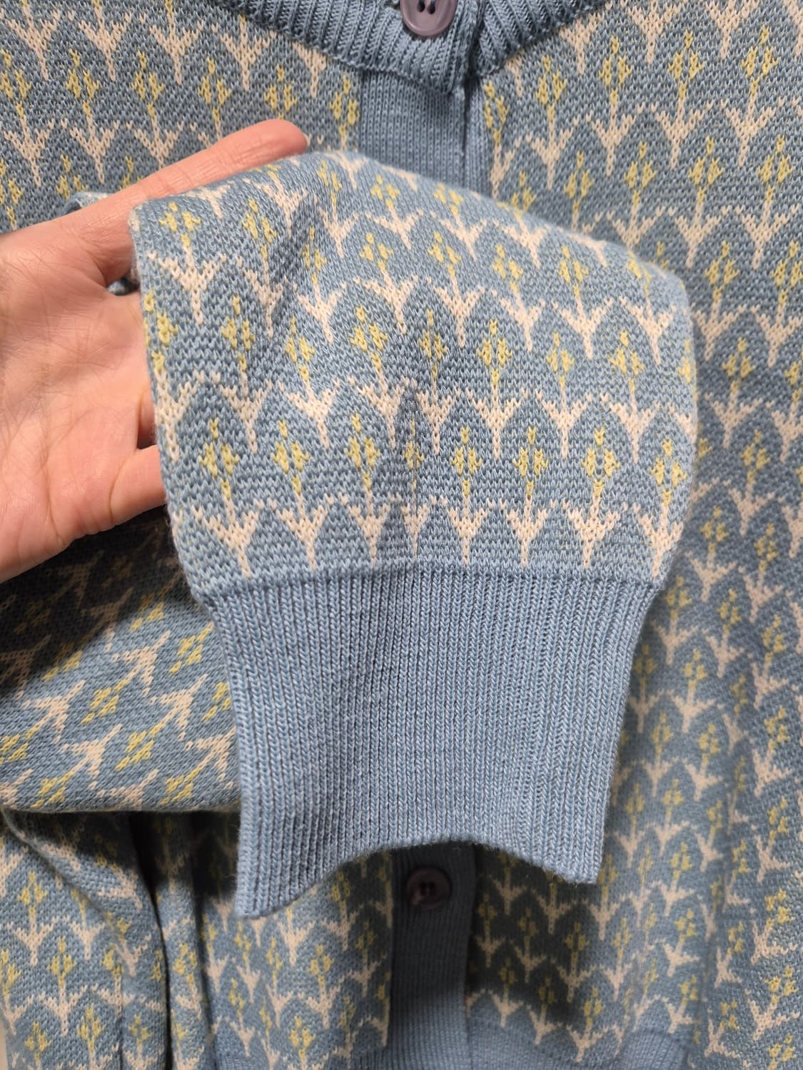 빈티지 패턴 크롭 가디건 하늘색 상품이미지5