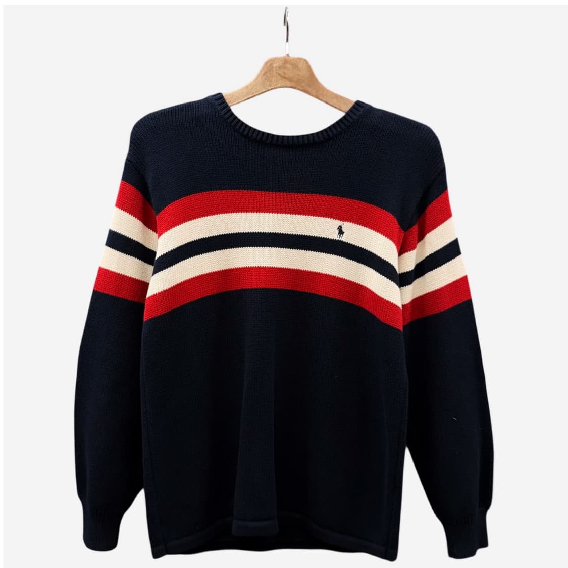 폴로 랄프로렌 스트라이프 코튼 니트 솔리드 텍스쳐 멀티컬러 라인 디테일 상품이미지1