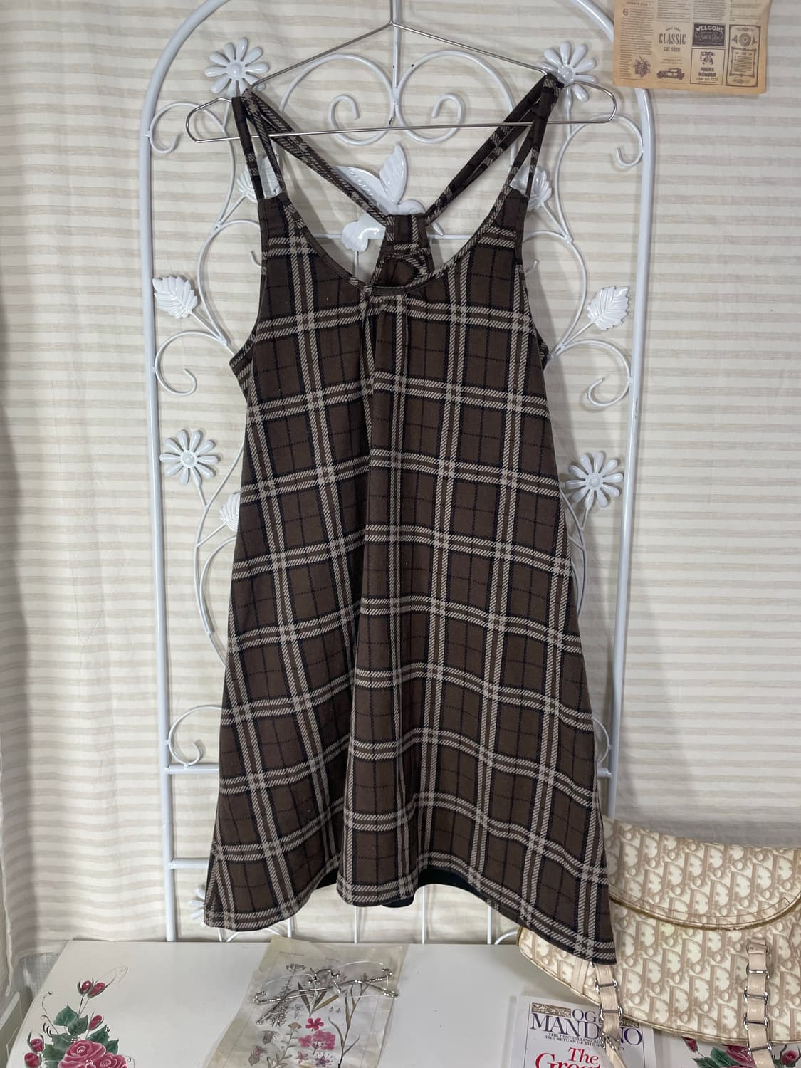 빈티지 초코 브라운 체크 나시 876 y2k 스트릿 모리 갸루 일본빈티지 상품이미지1