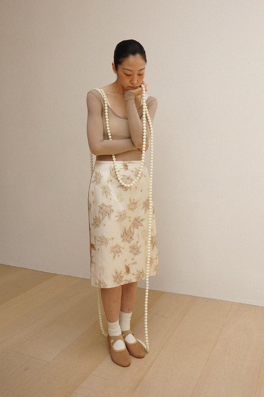 Teak silk skirt (maple & persimmon) 상품이미지2