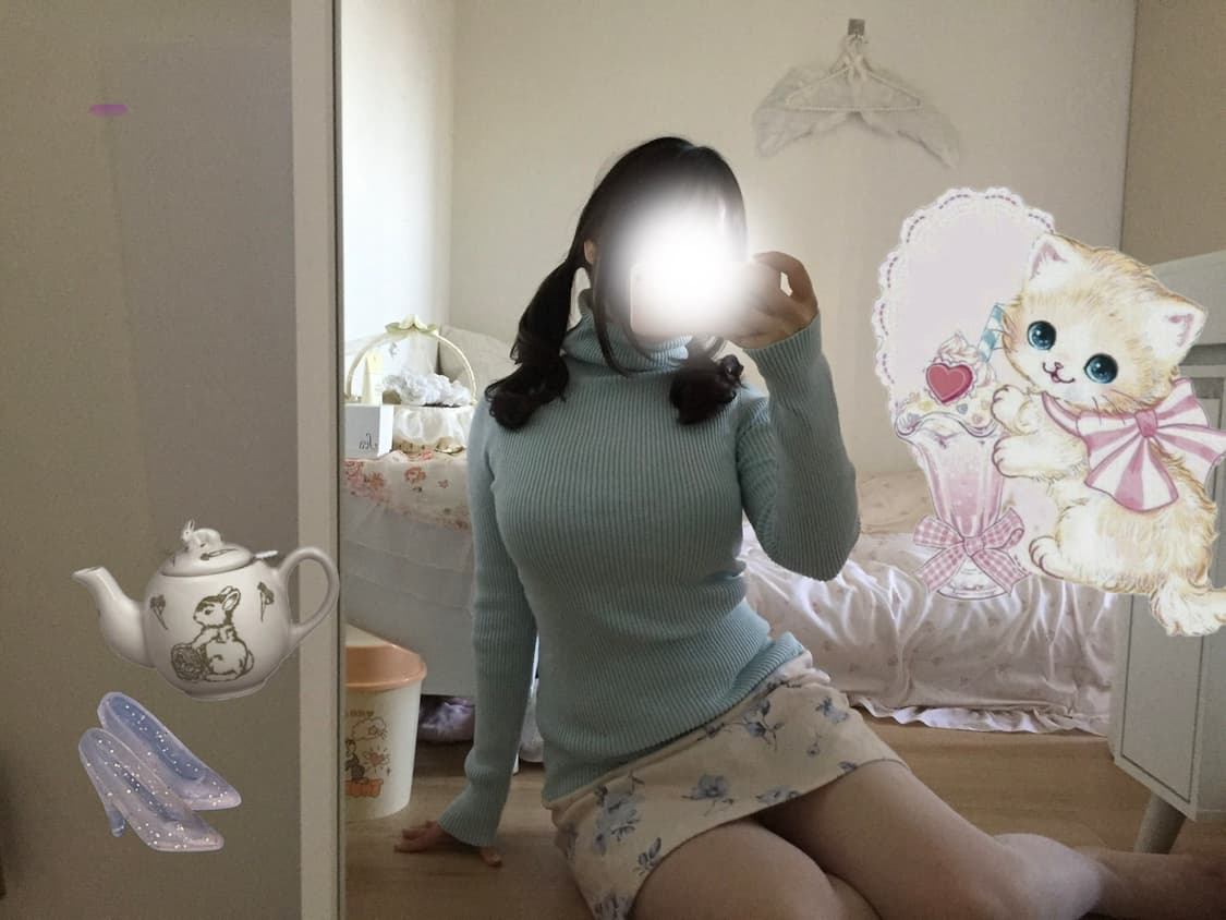 Baby blue Turtleneck sweater 상품이미지3