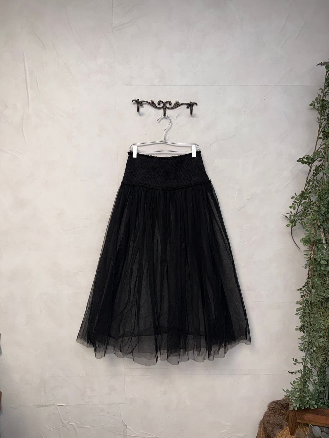 Black mesh tweed maxi sha skirt 상품이미지1