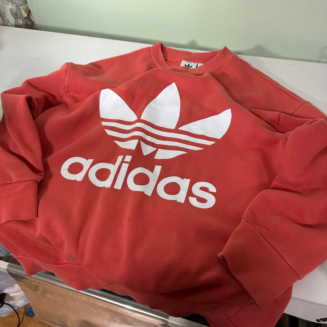 XL 아디다스오리지날 코랄 루즈오버핏 빅로고 스웻코튼 맨투맨 상품이미지2