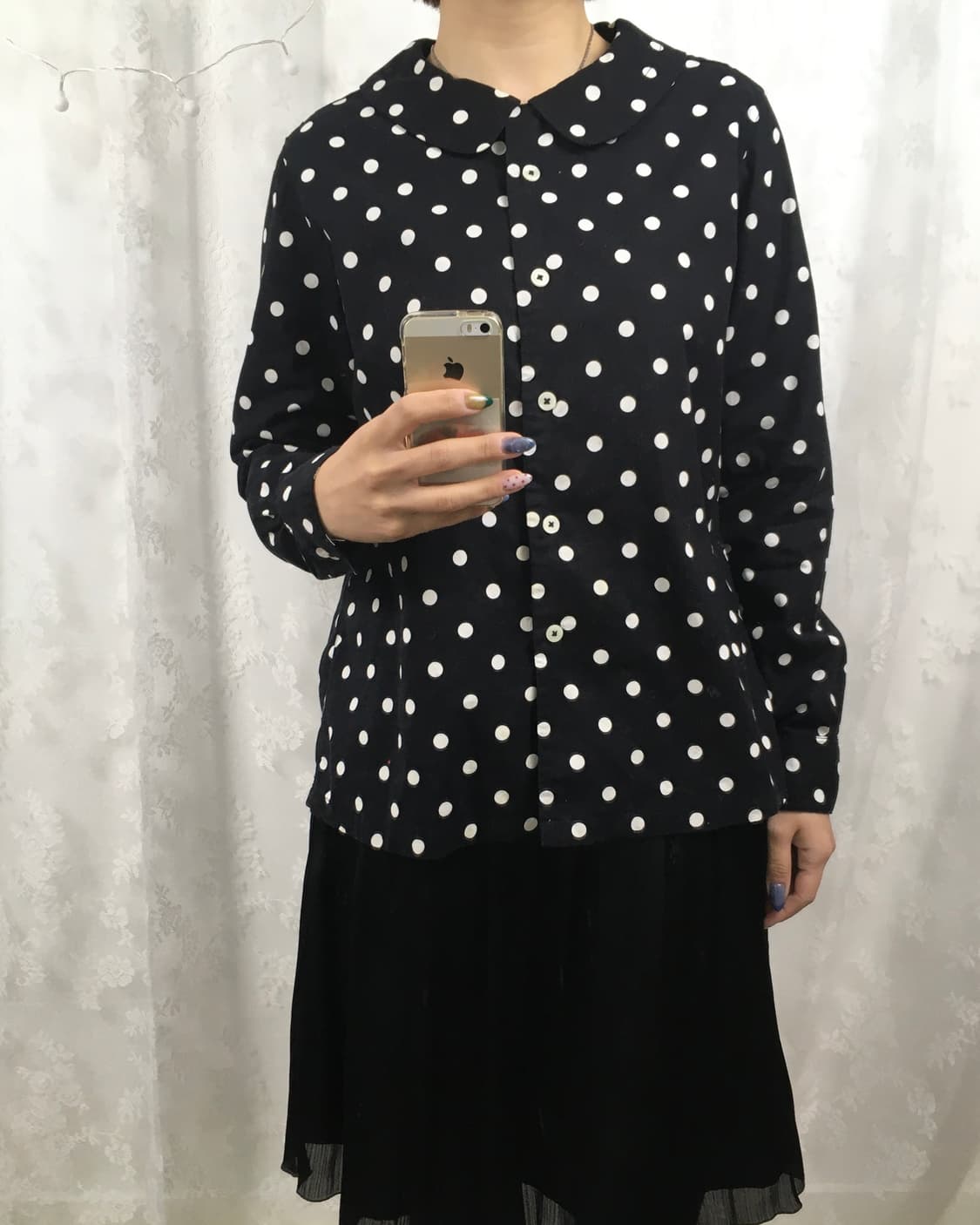 Sunny Clouds Dot Round Collar Blouse 상품이미지9