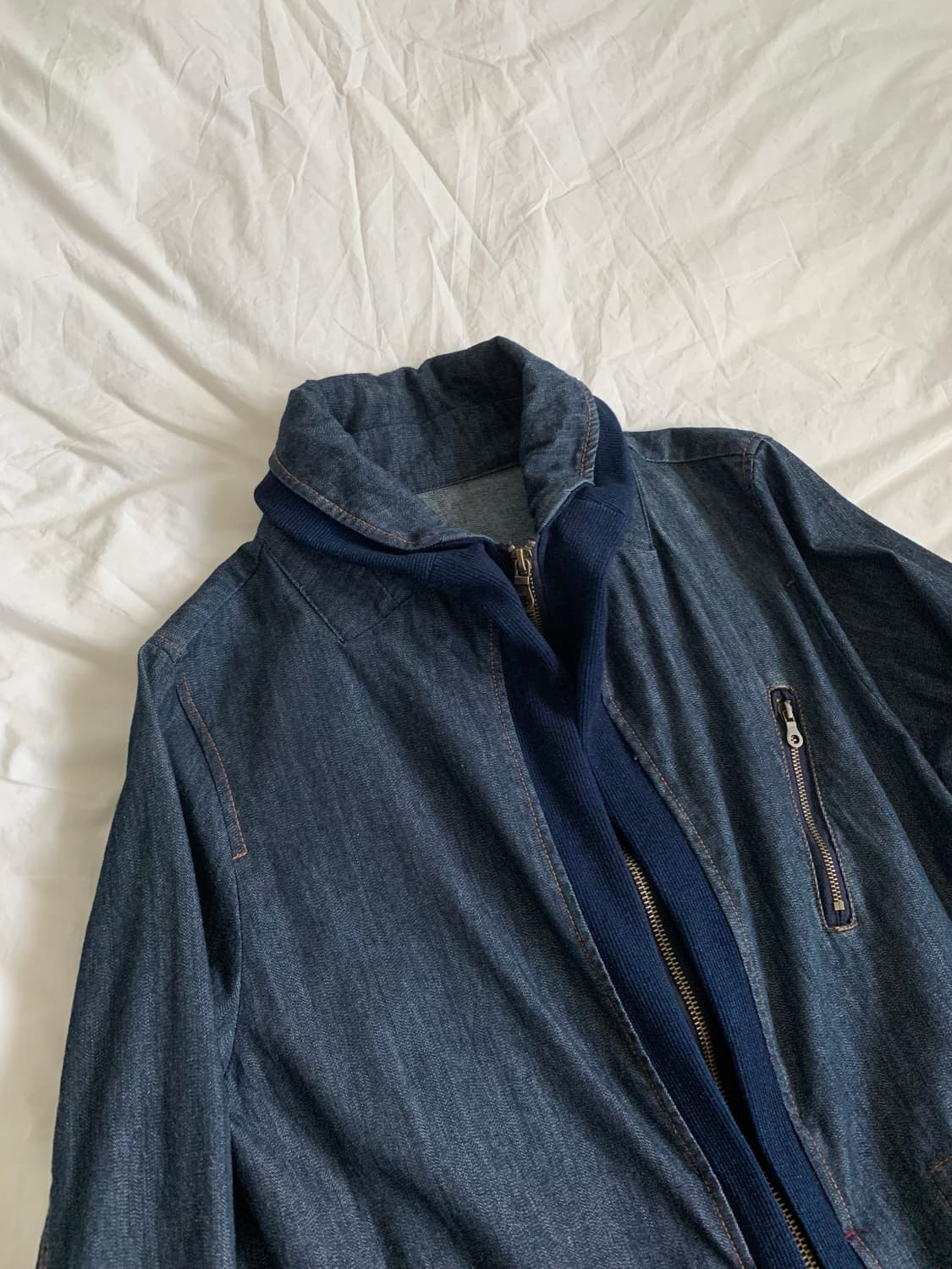 데님 쁘띠넥 롱자켓 상품이미지2