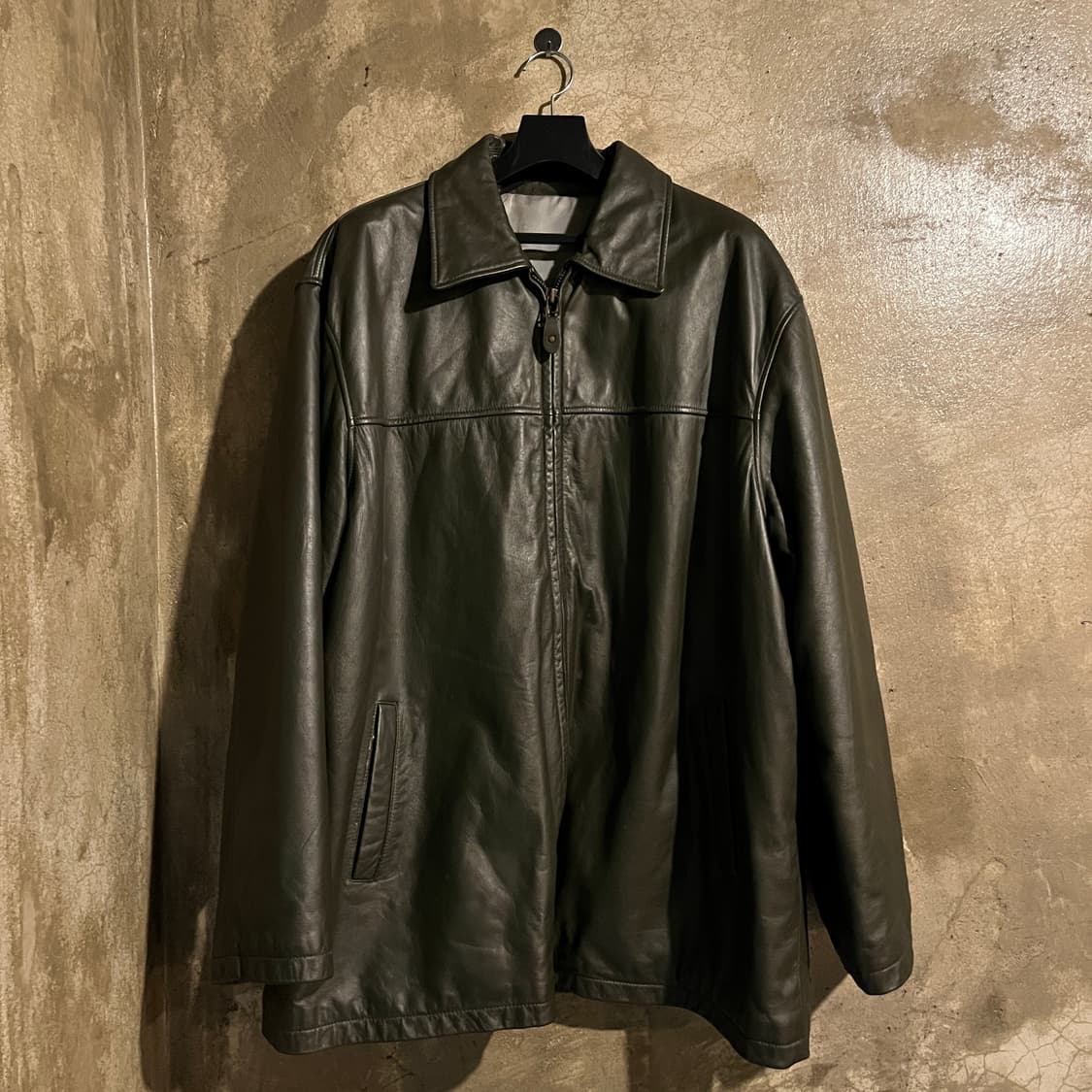 빈티지 가죽 자켓 카키그레이 상품이미지5