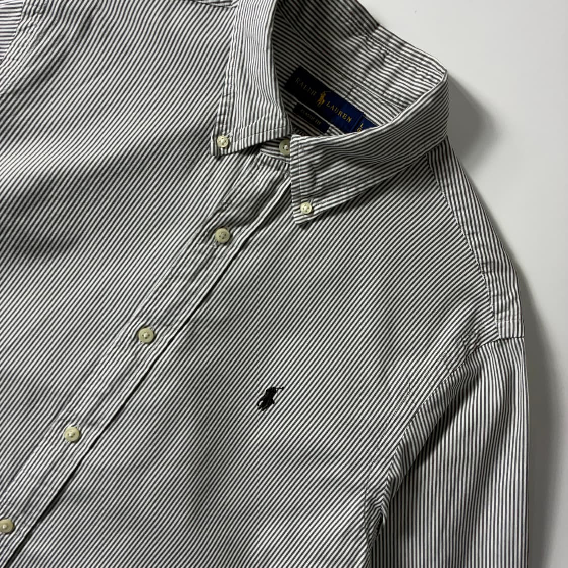 Polo  폴로 랄프로렌 자수 코튼 그레이 스트라이프 셔츠  상품이미지3