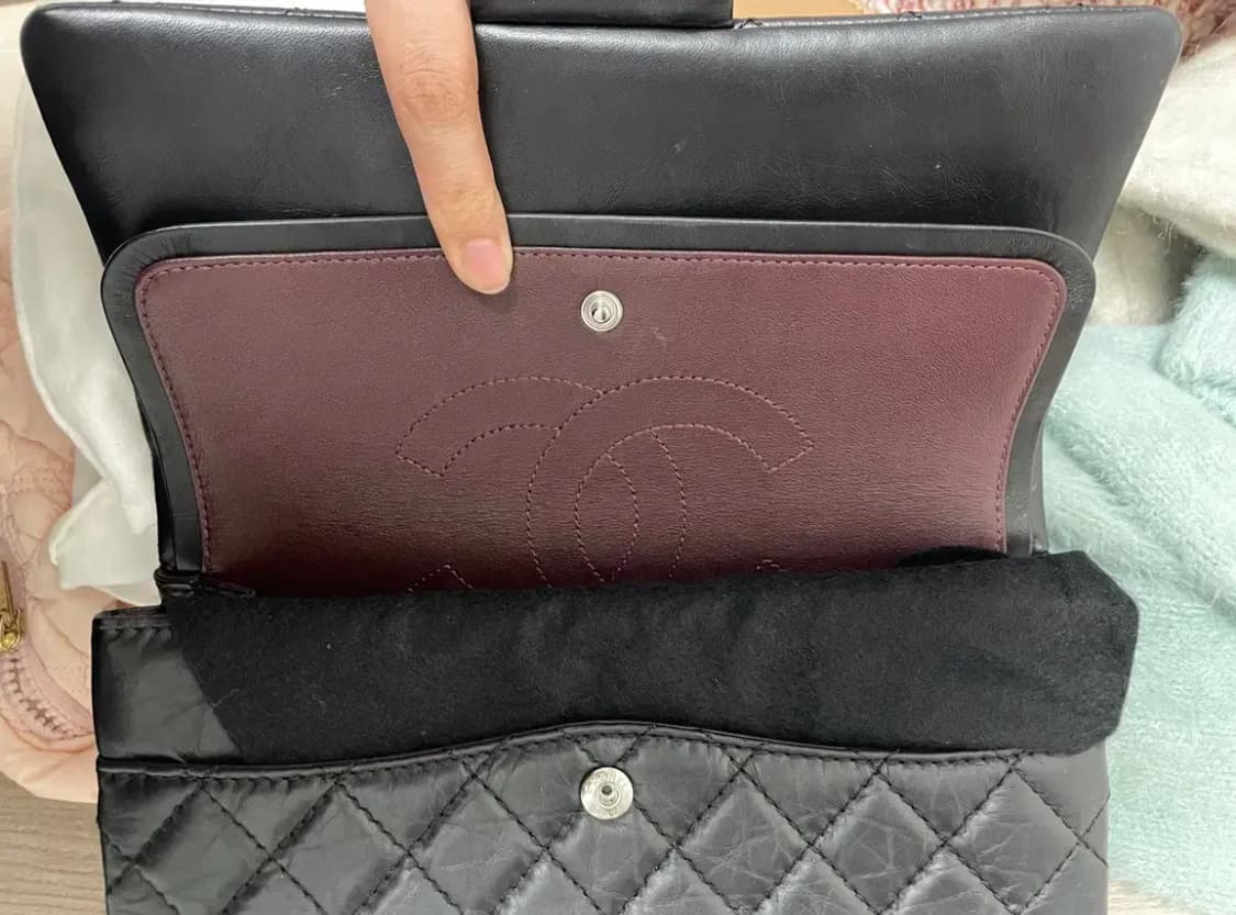 빈티지샤넬 은장 블랙 체인 미디움 플립백 카프스킨 미듐 숄더 상품이미지4